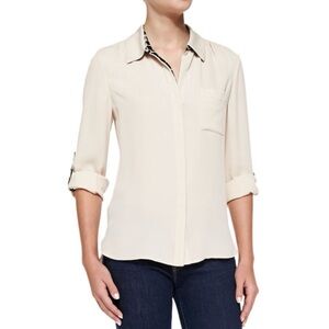 Diane Von Furstenberg Button-Down Blouse  Silk Cream Size 12
